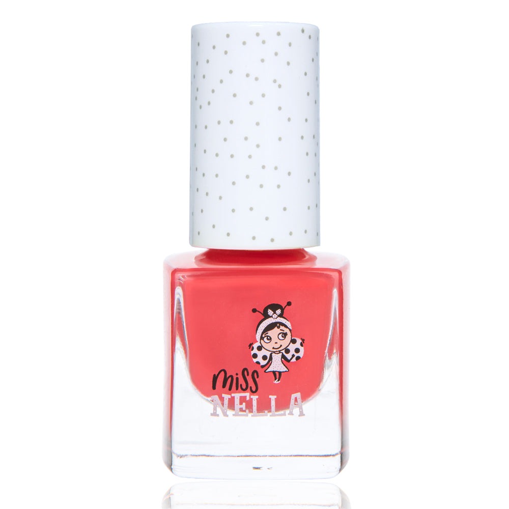 Cherry Macaroon: 4ml Bright Coral Red Kids' Nail Polish
